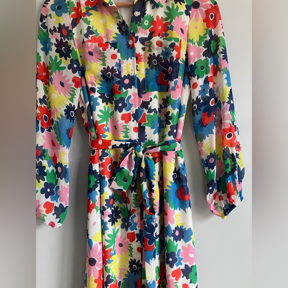 BODEN Abigail Midi Shirt Colorful Floral Retro Print Dress Size 4P - Picture 7 of 16
